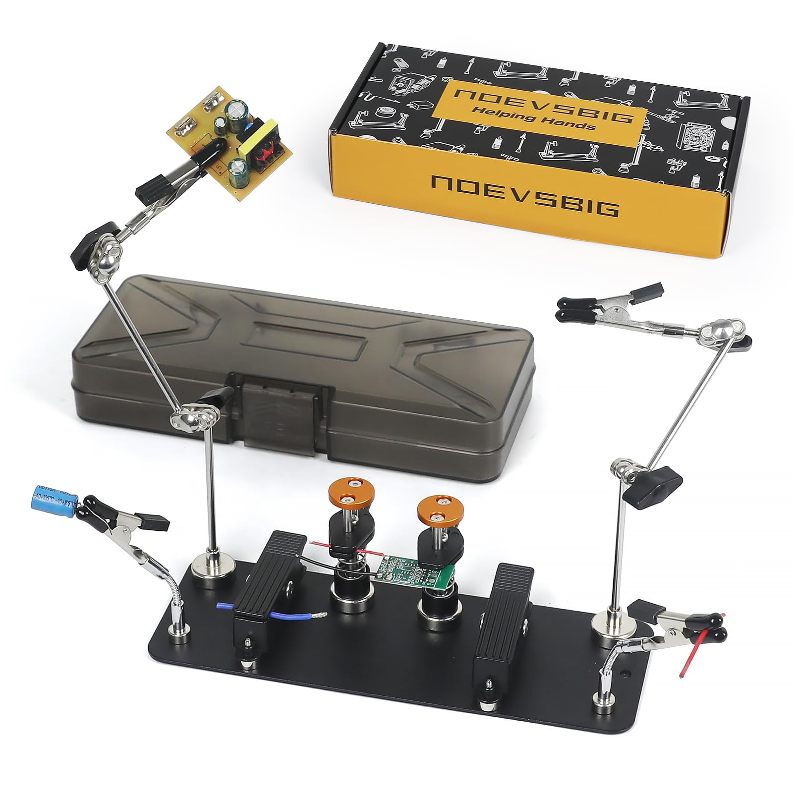 Magnetische Dritte Hand Löt-Halterung aus Metall, Verstellbare Helping Hands Klemme für Elektronik, PCB-Reparatur, DIY & Bastelarbeiten, Dual-Clip