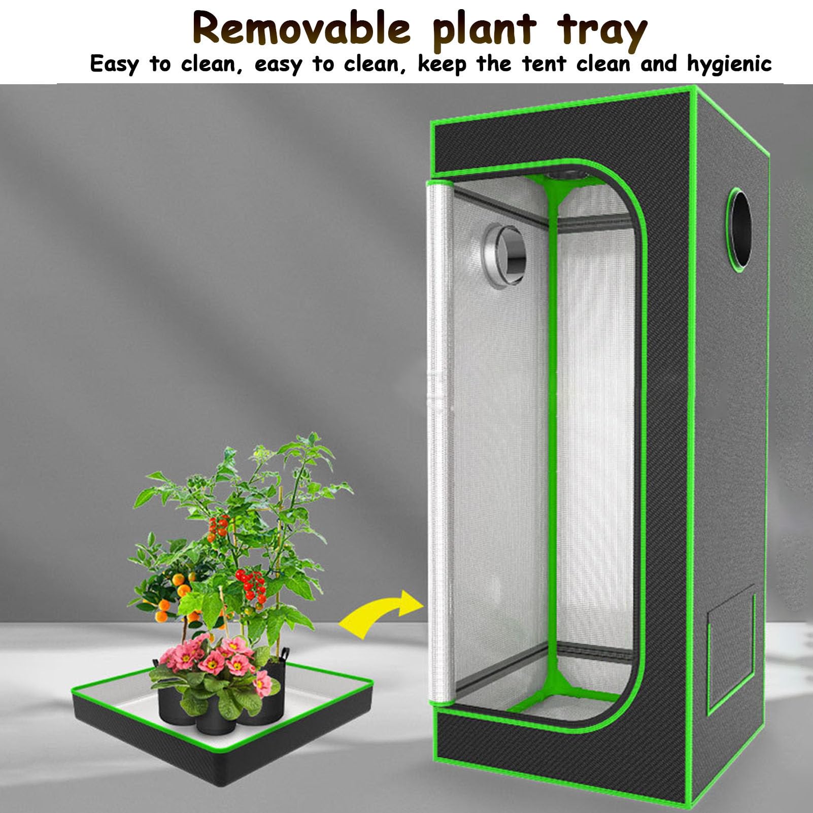 Armario de cultivo pequeño de 70 x 70 x 160 cm para el cultivo de plántulas en interiores. Armario de cultivo para hongos resistente al agua y a la luz, con luz LED