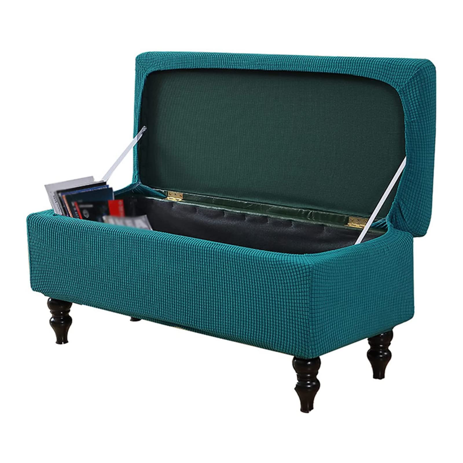 Jhld Teal Stretch Ottoman Cover Rectangle, Ottoman Slipcovers Soft Removable Washable Footstool Protector Covers Elastic Storage Ottoman Slipcover For Cats Dogs -Medium