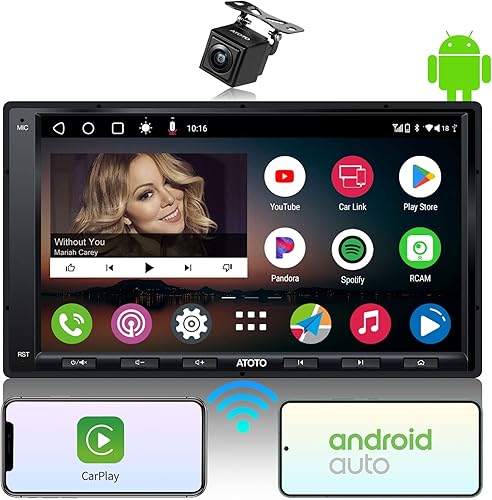 ATOTO A6PF - Estéreo Android de doble DIN para automóvil, radio de navegación de 7 pulgadas en el tablero, CarPlay inalámbrico, Android Auto