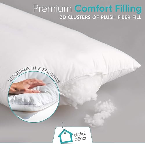 Miniatura 2 de Almohada de fibra en racimo, juego de dos almohadas alternativas de plumón blanco, paquete de 2 unidades, relleno de poliéster hipoalergénico, suave