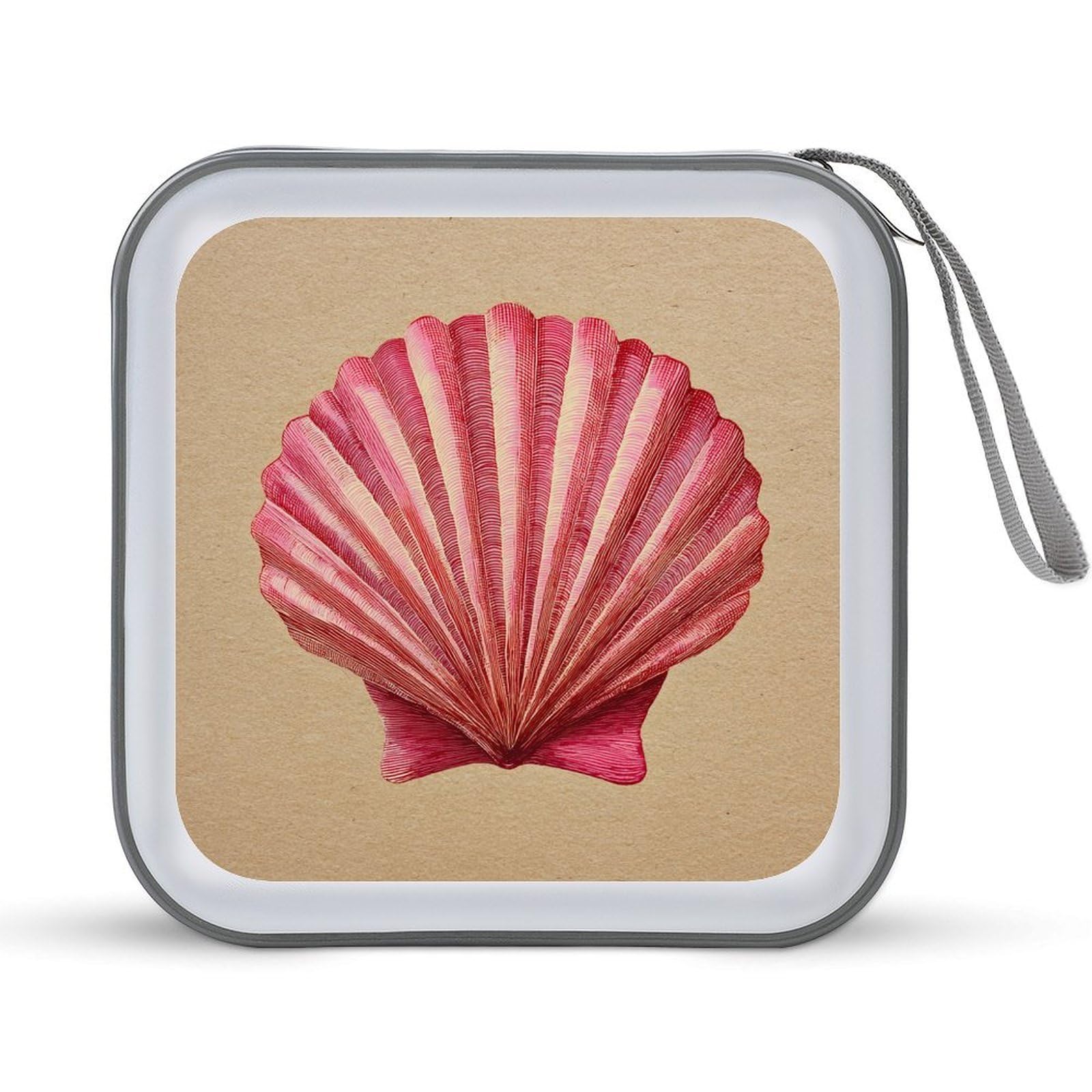 Jubonexis Stylized Pink Scallop Shell CD Case DVD Storage Case Portable for Car Home Travel