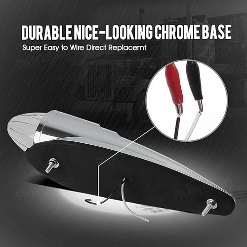 Miniatura 5 de Partsam 5 piezas de luces LED de color amarillo ámbar súper brillante, con lente transparente torpedo, cromadas, para techo, luces de carrera