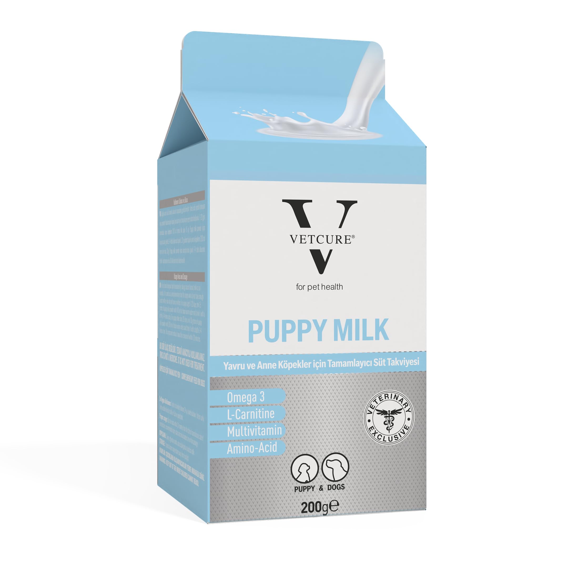 Vetcure Puppy Milk Yavru ve Anne Köpek İçin Tamamlayıcı Süt Tozu Takviyesi 200 gr