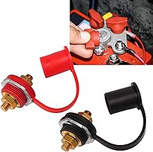 Terminal De Bateria De Painel Passante, 1 Par Terminal De Bateria De Painel Passante 250a Vermelho Preto 3/8 Pol. Poste De Ligação De Bateria Para Carro Marine RV