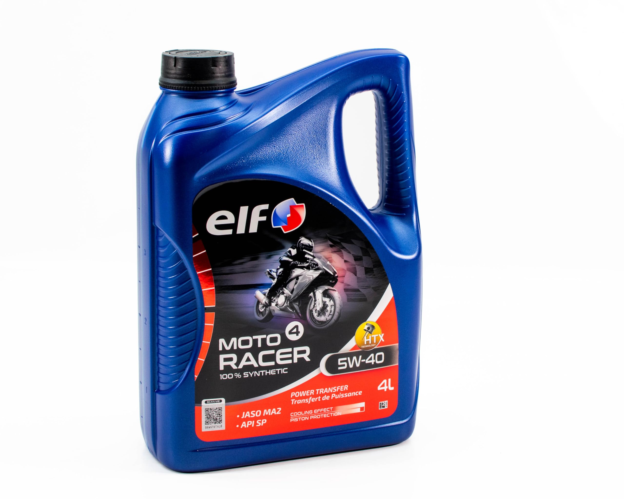 ELF Moto 4 Racer Huile Moteur 100% Synthétique 5W-40, pour Moto 4 Temps, JASO MA2, API SP, 4 Litres