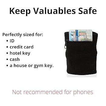 4 Pack Sweatbands With Zipper - Wrist Pouch Wallet For