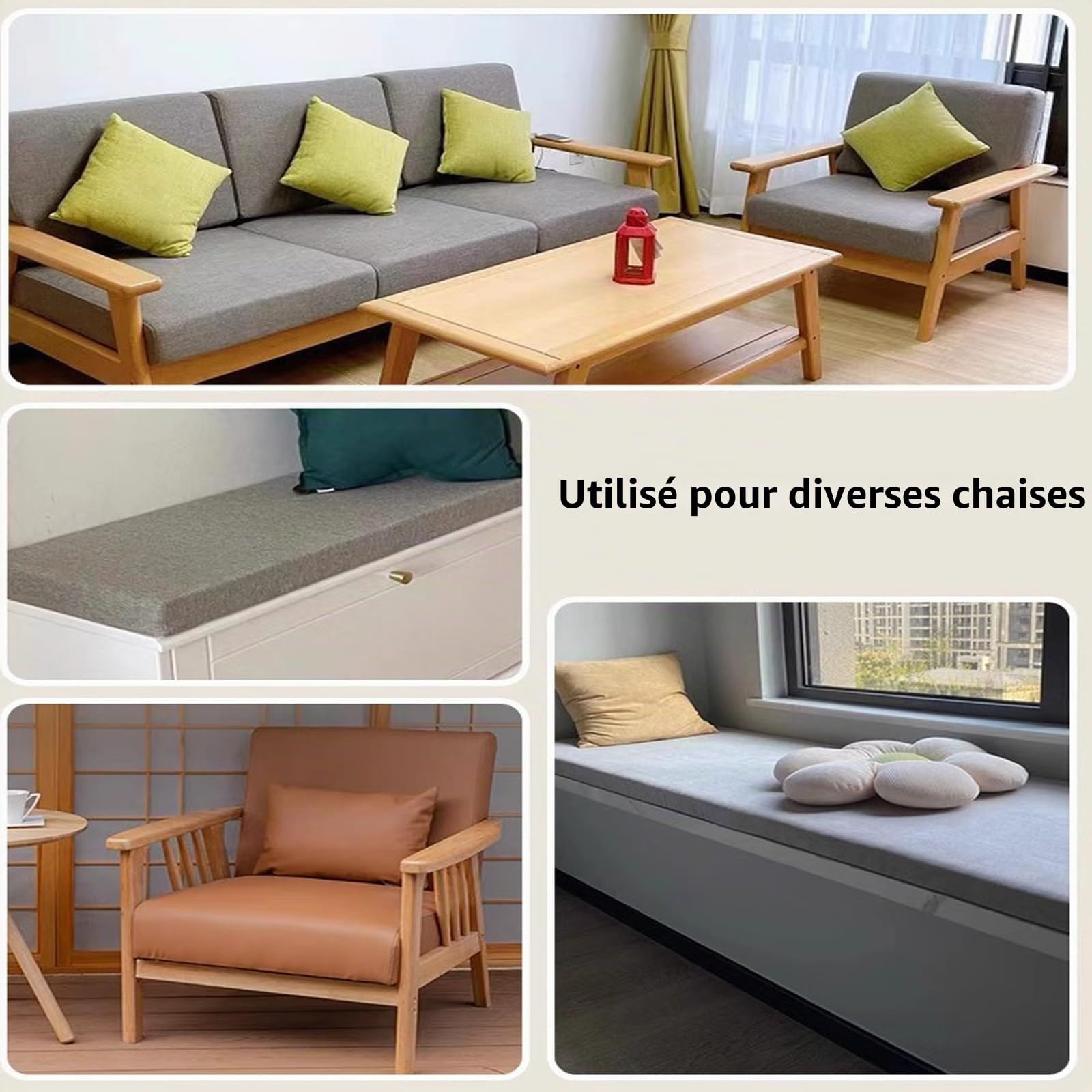 Coussin de Banc Extérieur 1/2/3/4 places, Amovible Antidérapant Mobilier d'extérieur Coussin d'assise Rectangulaire - Confortable Coussins pour terrasse, Balcon, Banquette(Beige clair,120x40cm/47x16in