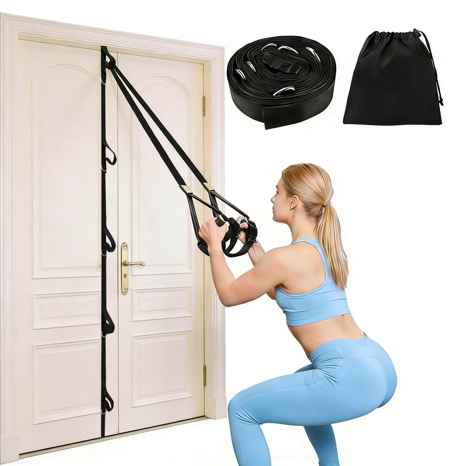 Heavy Duty Loop Door Anchor Strap for Resistance Bands Exercises, Multi Point Anchor Gym Attachment for Home Fitness, Portable Door Band Resistance Workout Equipment