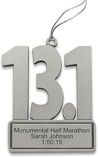 Indiana Metal Craft Adorno personalizado de estaño de media maratón 13.1, fabricado en Estados Unidos
