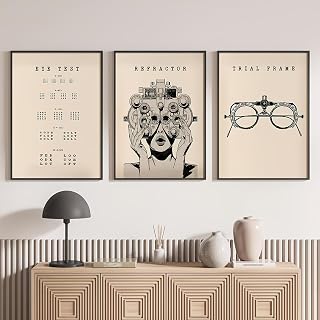 Meuzzvor Poster Set 3er Vintage Augenoptik Leinwand Bilder Wandbilder Wohnzimmer Aesthetic Room Decor Retro Kunstdruck Bild Praxis Schlafzimmer Deko Ohne Rahmen (21x30cm)