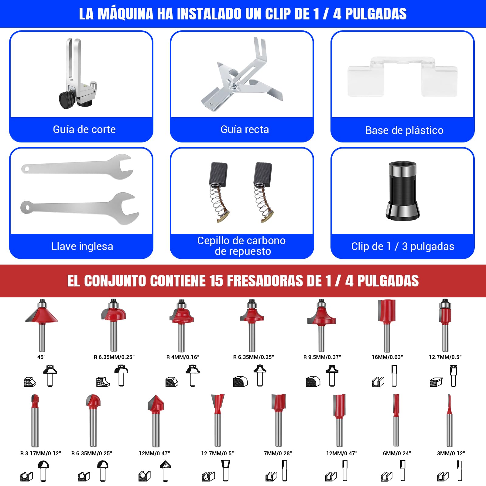 Fresadora De Palma Herramienta, Recortadora De Madera, Mano De Madera Eléctrica Recortadora, Fresadora De Mano Para Madera, 27000R/min 6 Velocidades Variables, Tupí Eléctrico de Mano para Bricolaje