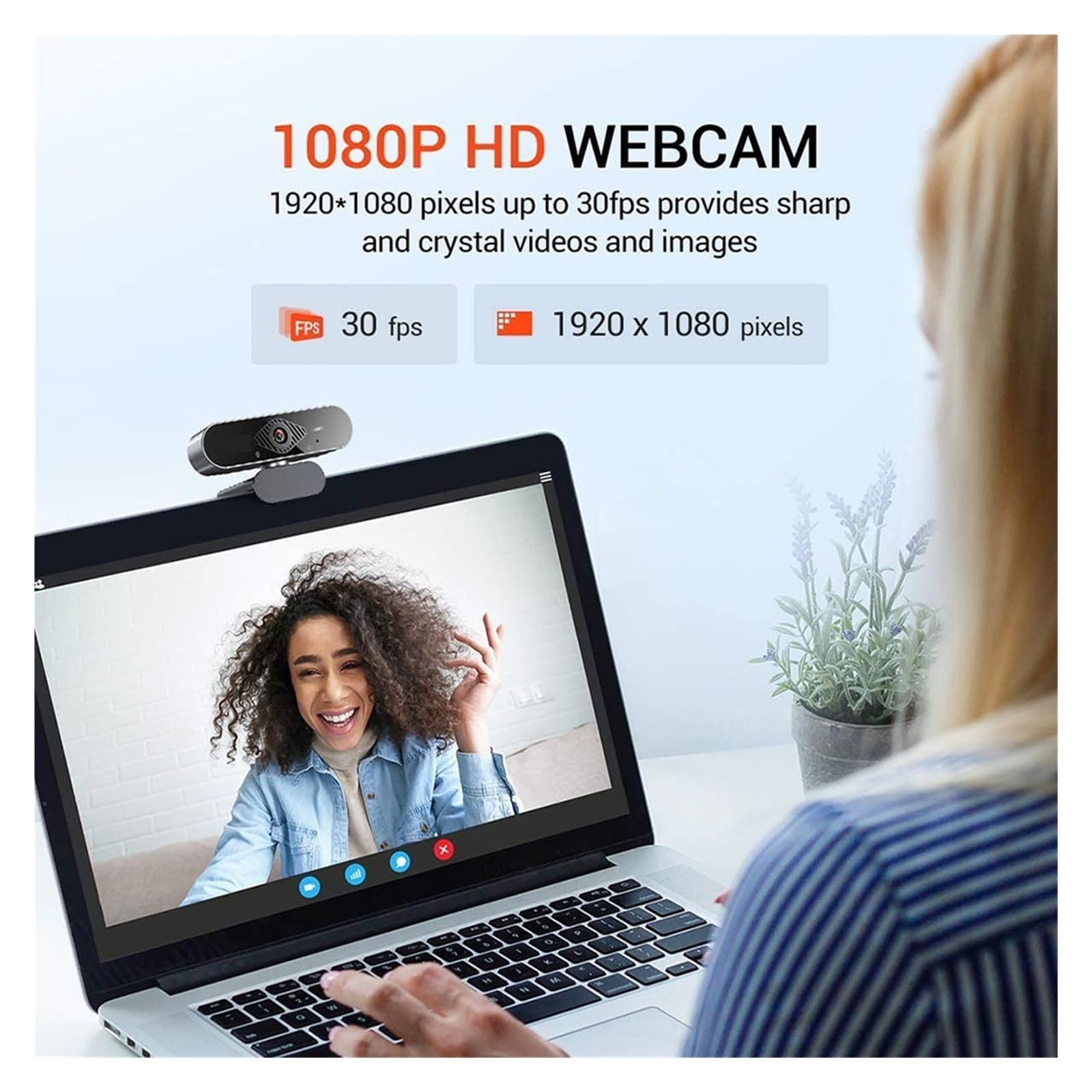 Webcam 1080P Streaming Web Camera for PC HD Web Cam con microfono 360 rotazione Webcam USB for computer portatile