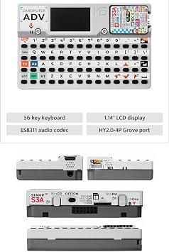 HTLNUZD New M5Stack Cardputer ADV V1.1 Version StampS3A Dev Board | 1.14 Inch Screen 56-Key Keyboard Portable Microcontroller Card PC for IoT DIY