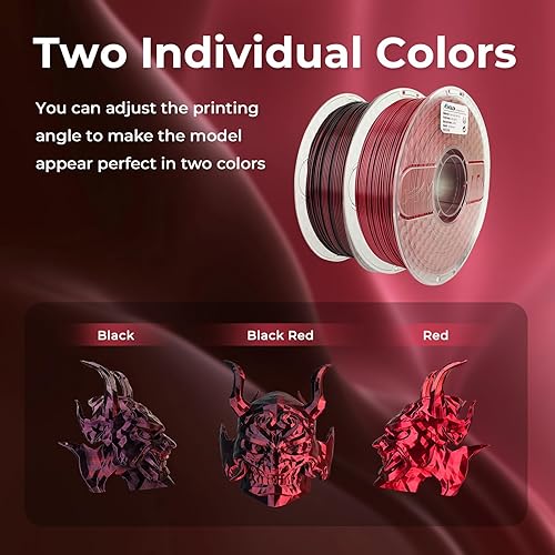 Miniatura 2 de AMOLEN Filamento de ácido poliláctico para impresora 3D de seda de 0.069 in, filamento de impresión 3D de ácido poliláctico con cambio de color