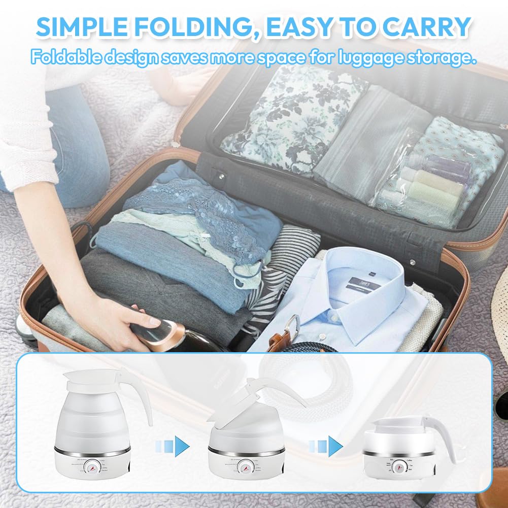 Bollitore Pieghevole Da Viaggio 0.6L - Riscaldamento Rapido In 5 Minuti