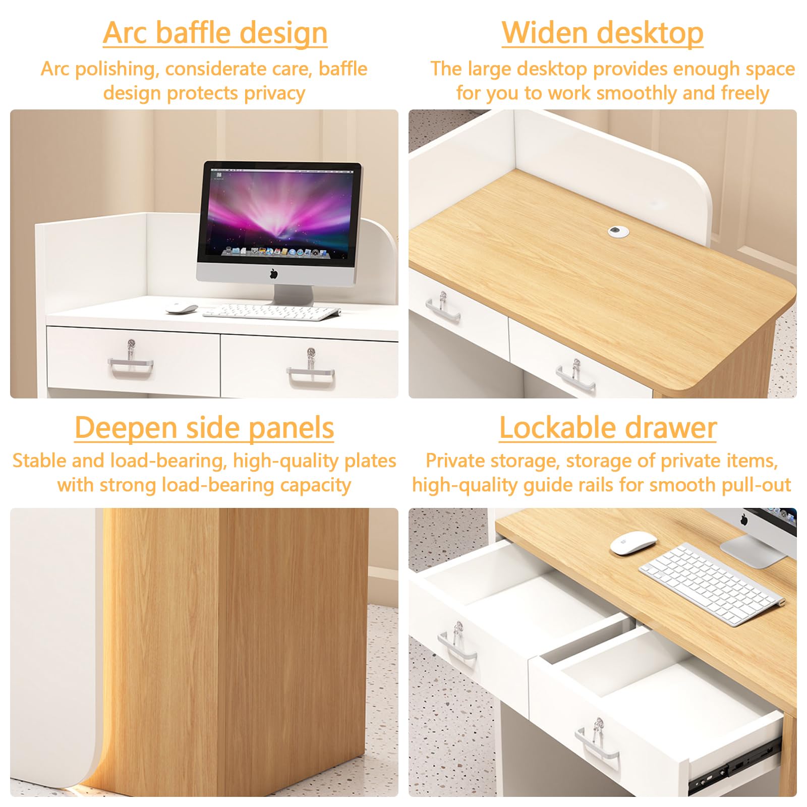 Mostrador De Recepción De Madera, Banco De Recepción Moderno Con Cajones Y Estante Abierto, Con Tira De Luces Led, Mostrador De Recepción Aptos Para Oficinas, Salones, Ideal Para Tiendas Recepciones