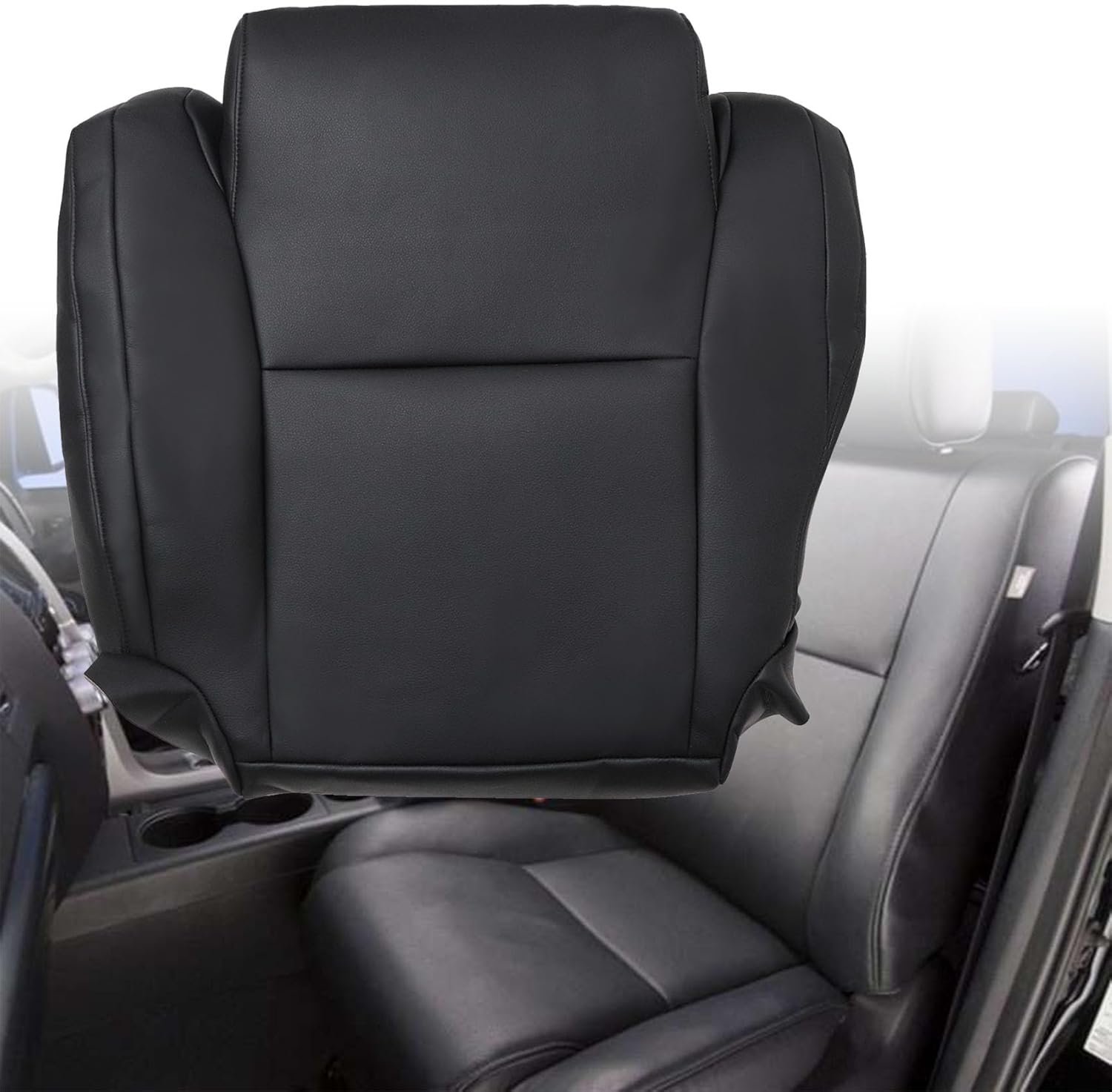 Priprilod Black Non-Perforated Driver Side Bottom Replacement Leather Seat Cover #10 Compatible with Toyota Tundra 2007 2008 2009 2010 2011 2012 2013