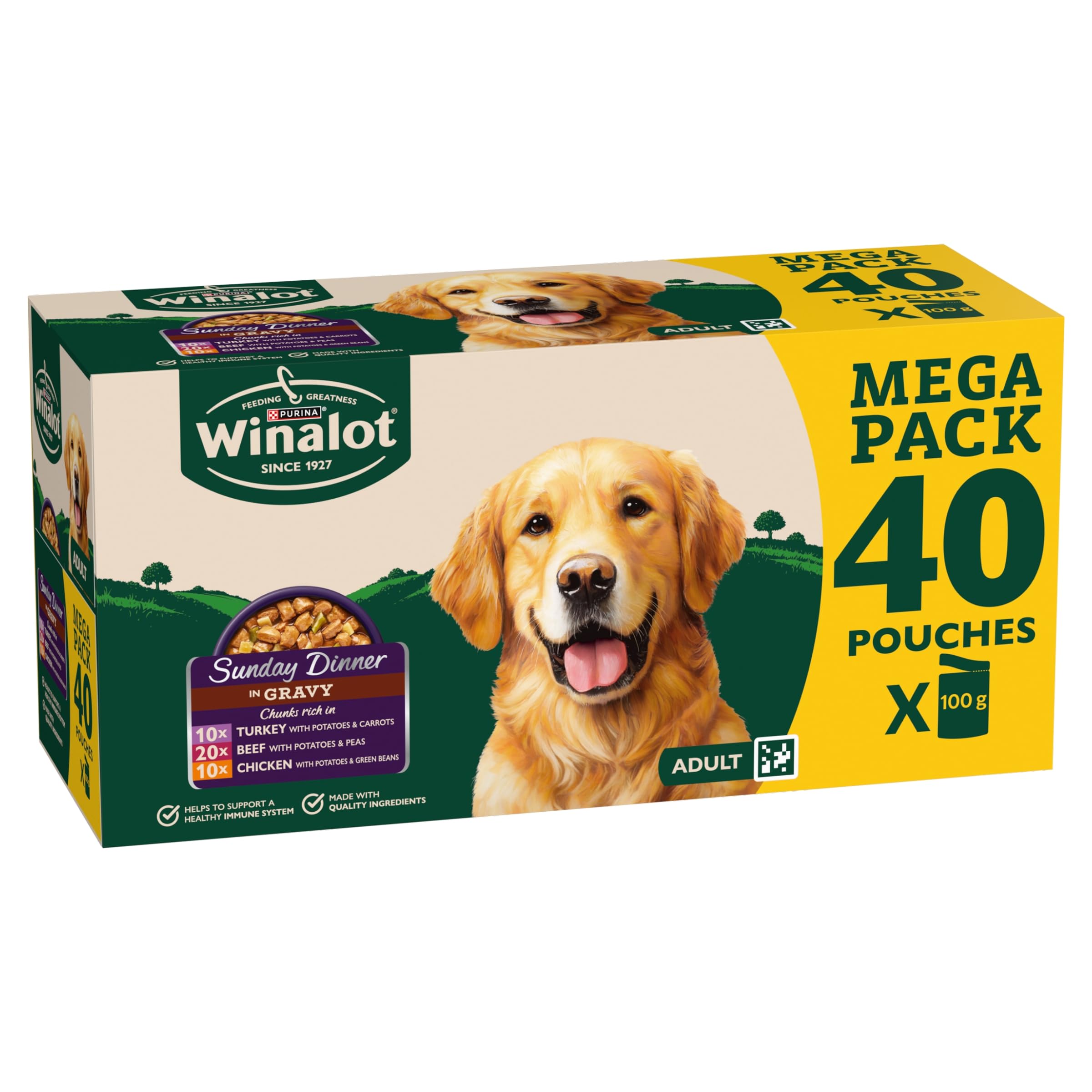 WINALOT Sunday Dinner Mixed in Gravy Wet Dog Food Pouches 40x100g - 3