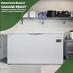 Hamilton Beach 14 cu ft Chest Deep Freezer - White, GARAGE READY Food for Large Family, Storage Basket, Space-Saving Flat Back, Stay-Open Lid, Front-Access Drain, for Basement, Laundry Room, Cottage