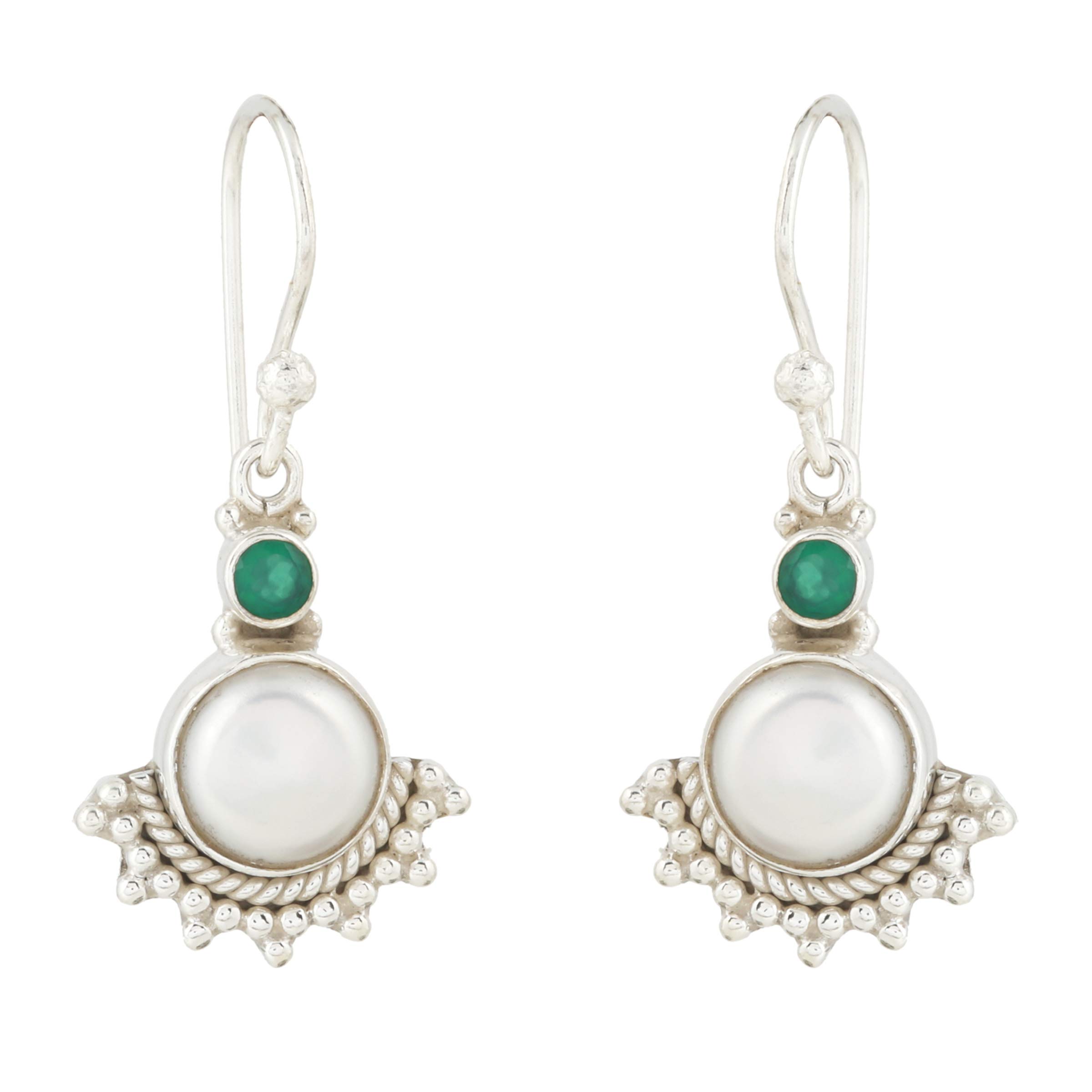 Silver Planets 92.5-925 Sterling Silver Pearl Red Onyx Black Onyx Emerald Shappire Peridot Ruby Stone Earring For Girls & Women