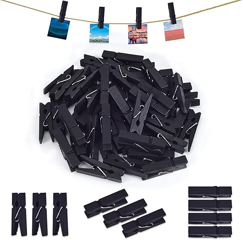 iKammo Pinzas de madera para ropa, clips de madera natural de colores, clips para fotos, clavija de madera natural, compatible con envoltura de