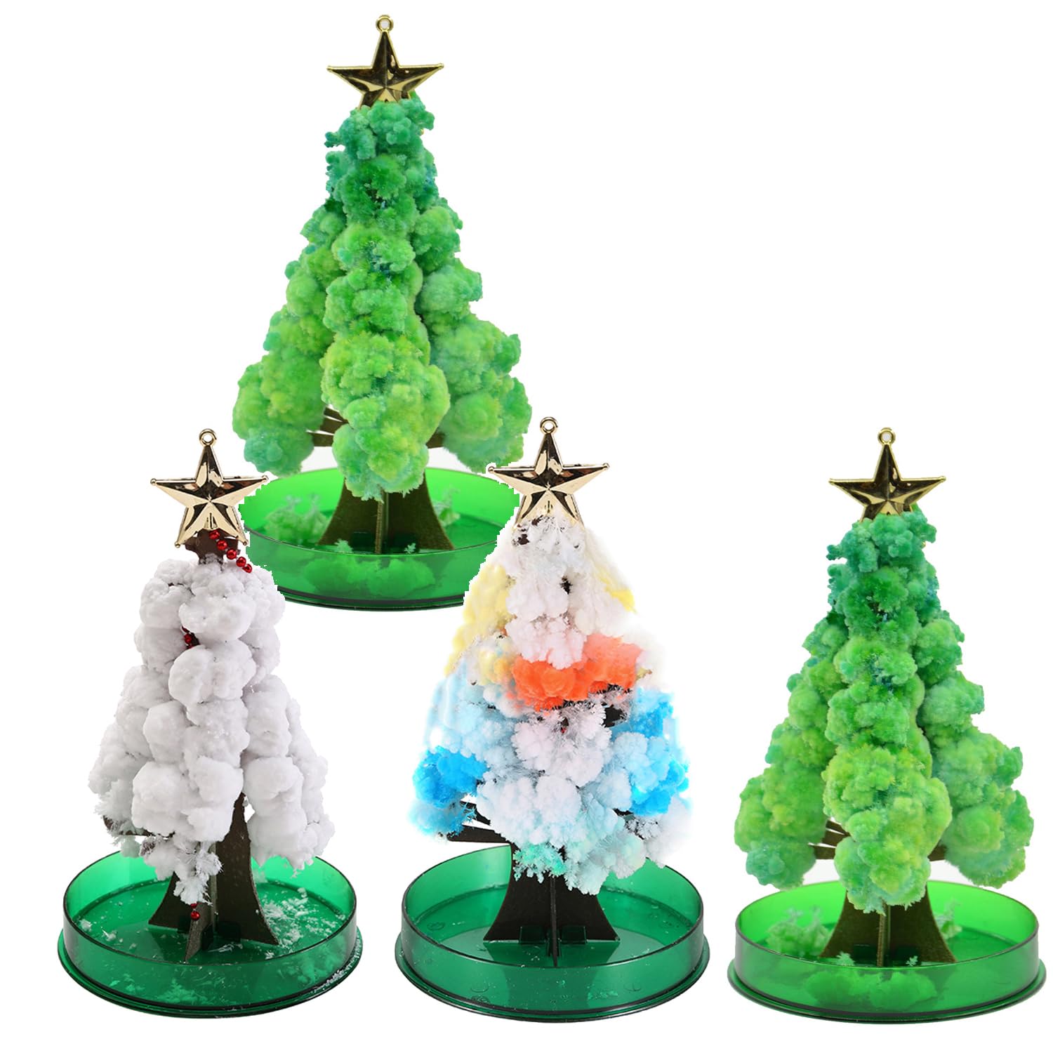 Lilalemon 4x Magic Growing Crystal Christmas Tree Set,Grow Your Own Crystals Science Kit,Stocking Loot Bag Fillers,Christmas Eve Party Box Favours Lucky Dip B