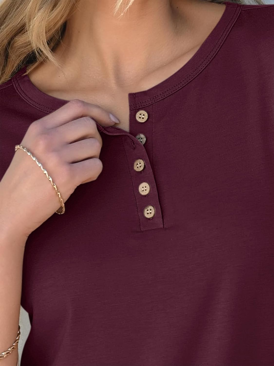 ANRABESS Womens 3/4 Sleeve Tops Henley Shirts Casual Trendy Button T Shirts 2026 Summer Basic Tunic