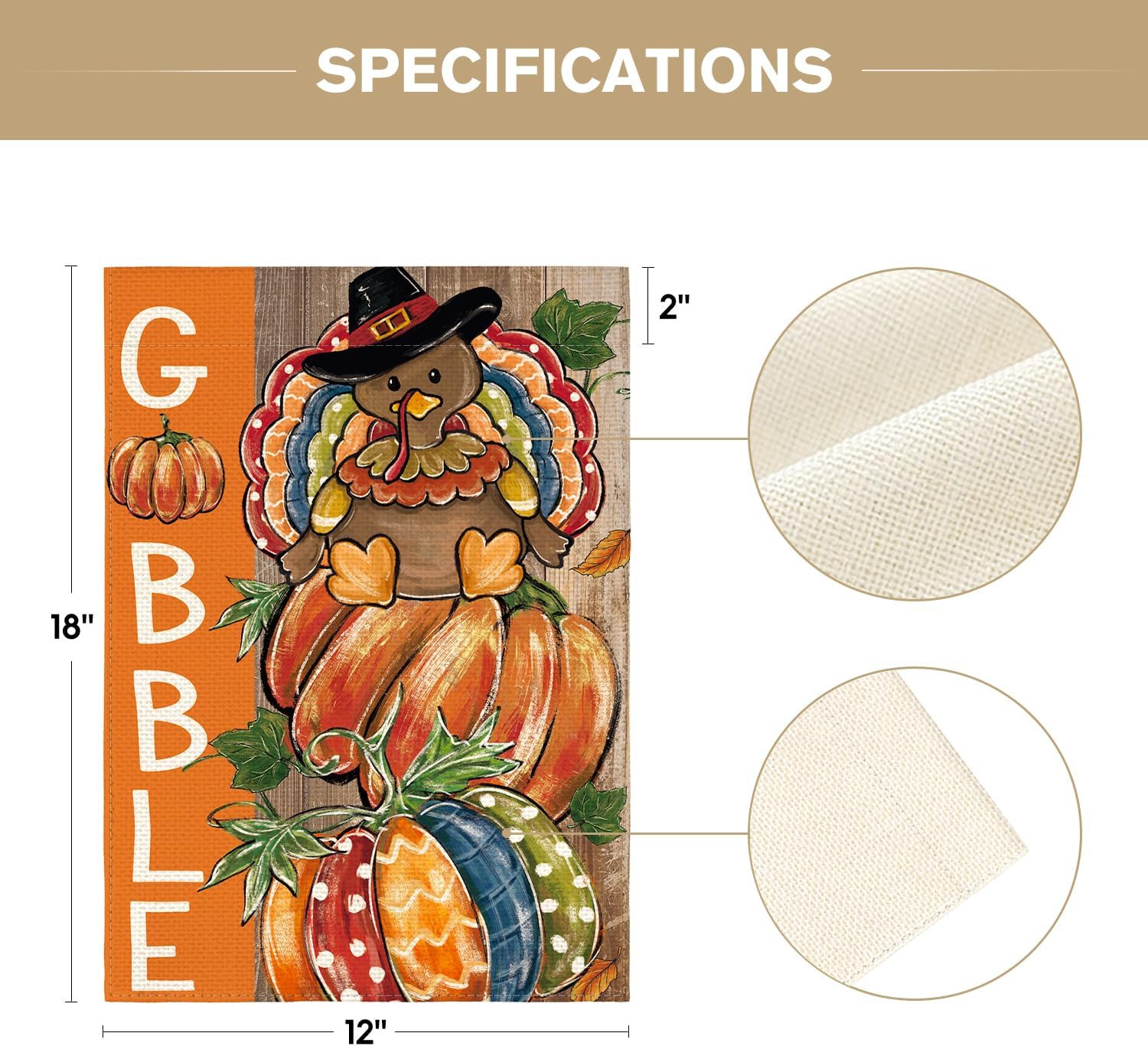 AVOIN colorlife Fall Thanksgiving Garden Flag 12x18 Inch Double Sided Outside, Gobble Turkey Pumpkin Yard Outdoor Decorative Flag - Image 5