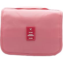 Hanging Toiletry Bag - Large Cosmetic Makeup Travel Organizer for Men & Women with Sturdy Hook Pink