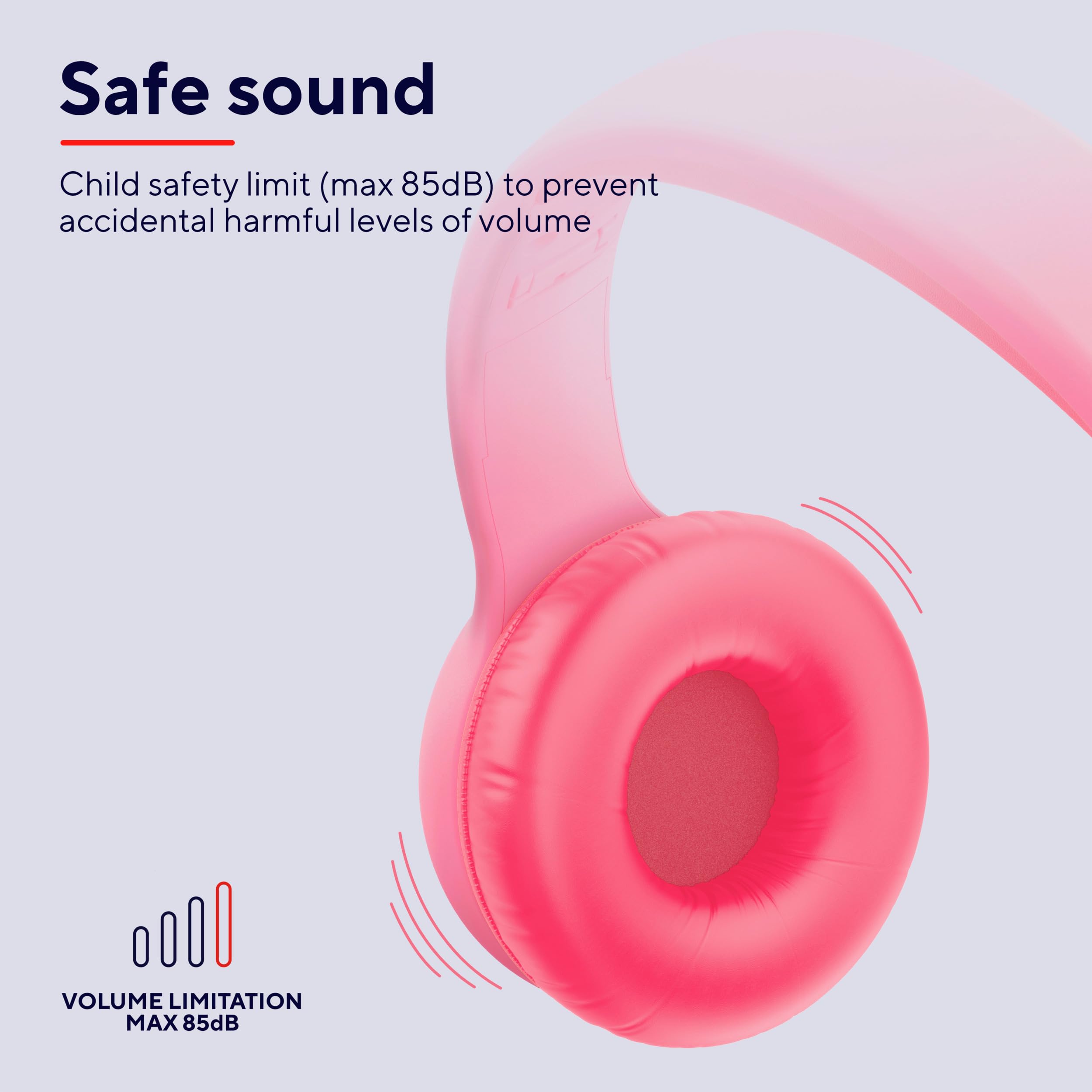 Trust Nouna Cuffie Bluetooth per Bambina 4-10 Anni con Limitazione del Volume (85dB), Cuffie On Ear Pieghevoli con Microfono e Adesivi, Cuffie Wireless, 15h di Riproduzione per Musica, Rosa