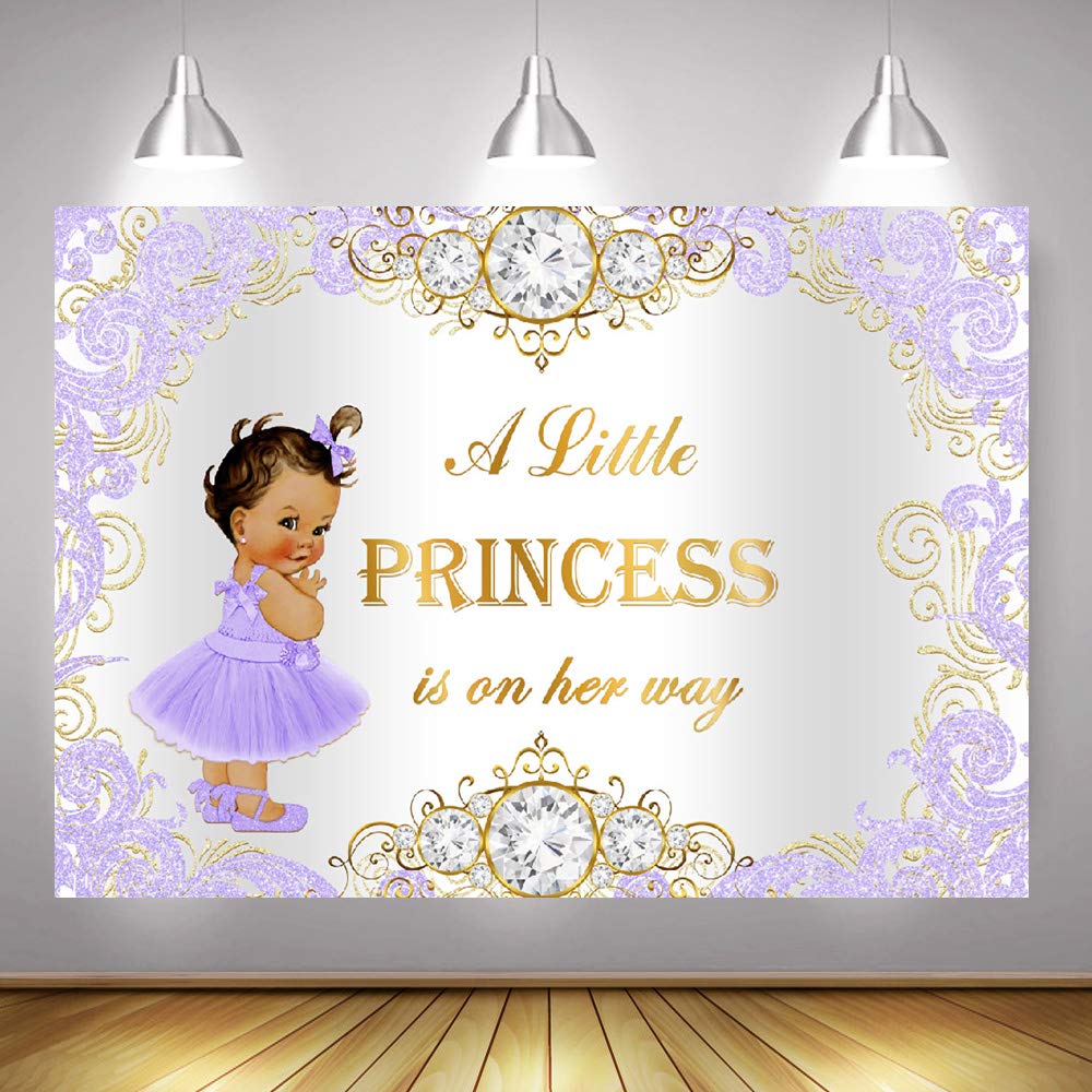 Mocsicka Royal Purple Princess Baby Shower Backdrop - 7x5ft Vinyl Photography Background