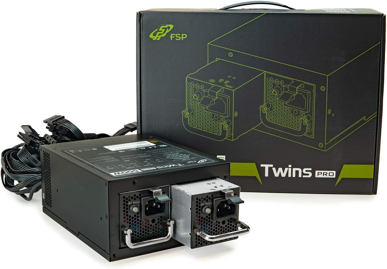 FSPTwins Pro ATX PS2 1+1 Dual Module 500W Certified Efficiency ≥90% Hot-swappable Redundant Digital Power Supply with Guardian Monitor Software (Twins Pro 500), FSP500-50RAB
