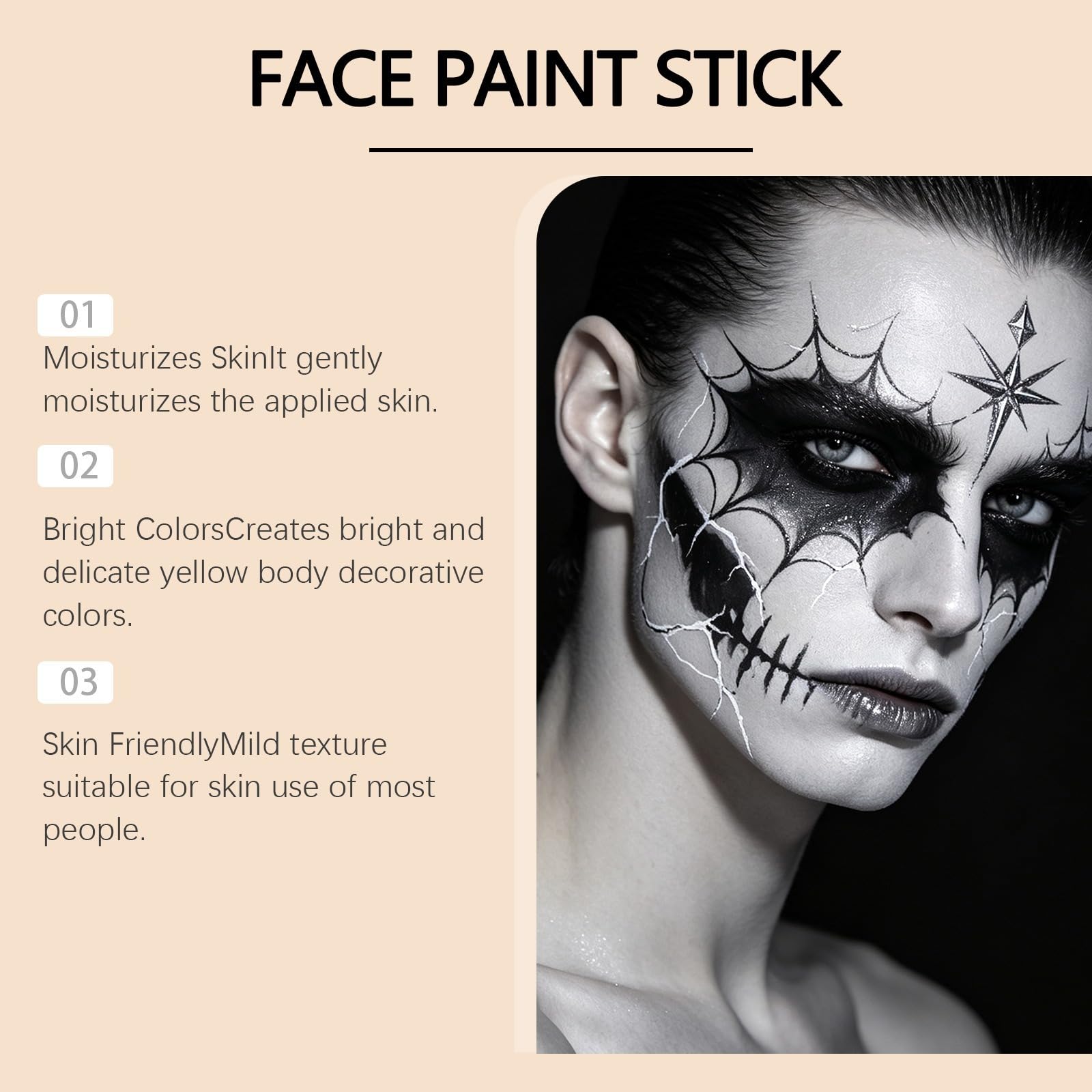 Stick do malowania twarzy, kremowa farba do ciała | Na bazie wody nietoksyczny obraz do twarzy zrób na Halloween Cosplay, impreza, makijaż SFX, sport,