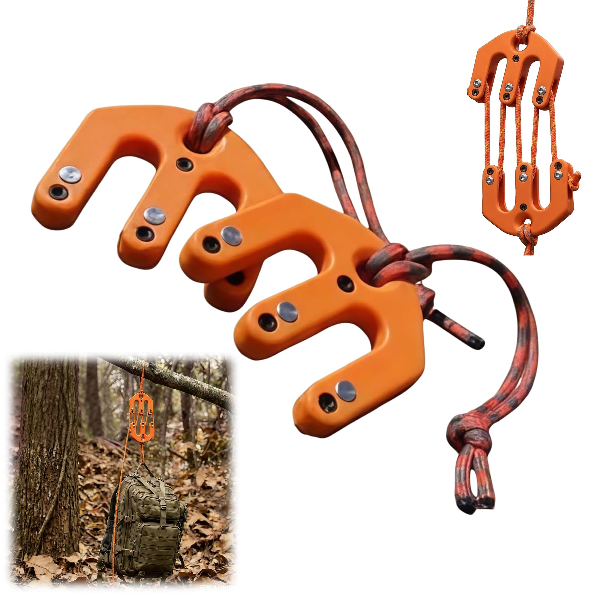 Game & Gear Hoist, Portable Nylon Block and Tackle System, Ultralight Tactical Built for The Solo Hunter, Compact High Weight Capacity Pulley, Game Lifting Tool for Backcountry Huntingear