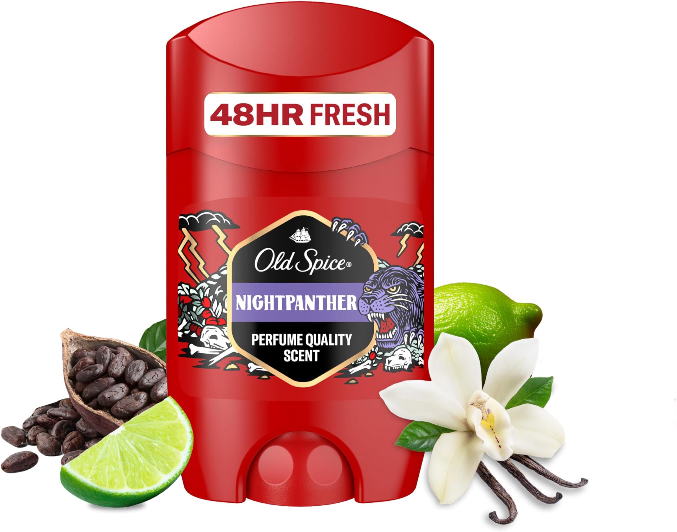 Nightpanther Deodorant Stick for Men, 50 ml, 48H Fresh, Long-Lasting Fragrance in Perfume Quality, 0% Aluminium Salts, No Stains on Black and White, Made from 50% Recycled Plastic