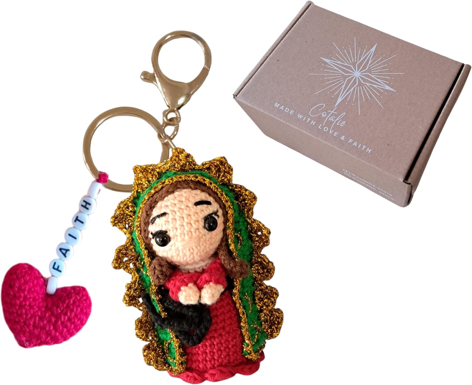 Religious gift for women, Handmade crochet catholic, catholic gifts women Our Lady of Guadalupe, Handmade Catholic Keychain