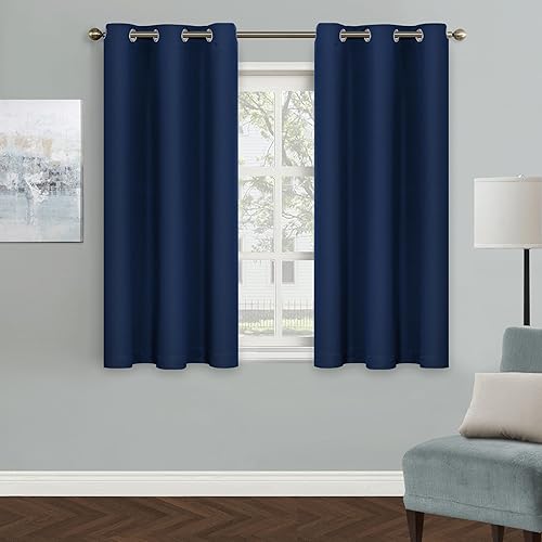 MYSKY HOME - Cortina opaca para dormitorio, con ojales, increíble tejido triple y aislamiento térmico, 1 panel de cortina de 107 x 137 cm, azul