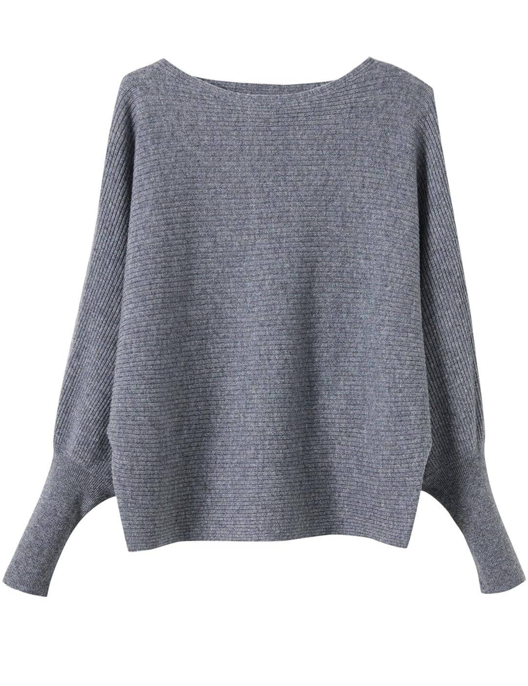 Disimlarl Damski sweter oversize z wełny merynosów, ciepły sweter z łódką, długi rękaw, dzianinowy sweter