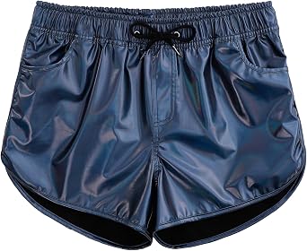 Women Shorts Retro Shiny Metallic Novelty Shorts Summer Rave Hot Causal Short Pants