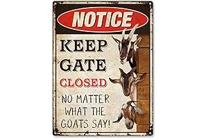 Enigmatic Goat Decor: Keep Gate Closed No Matter What the Goats Say Metal Sign