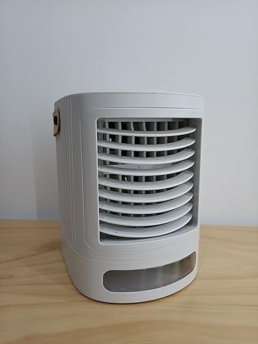 Mini aire acondicionado, enfriador de aire personal con luz nocturna de 7 colores, 3 velocidades, humidificación de 3 niveles, enfriador de aire