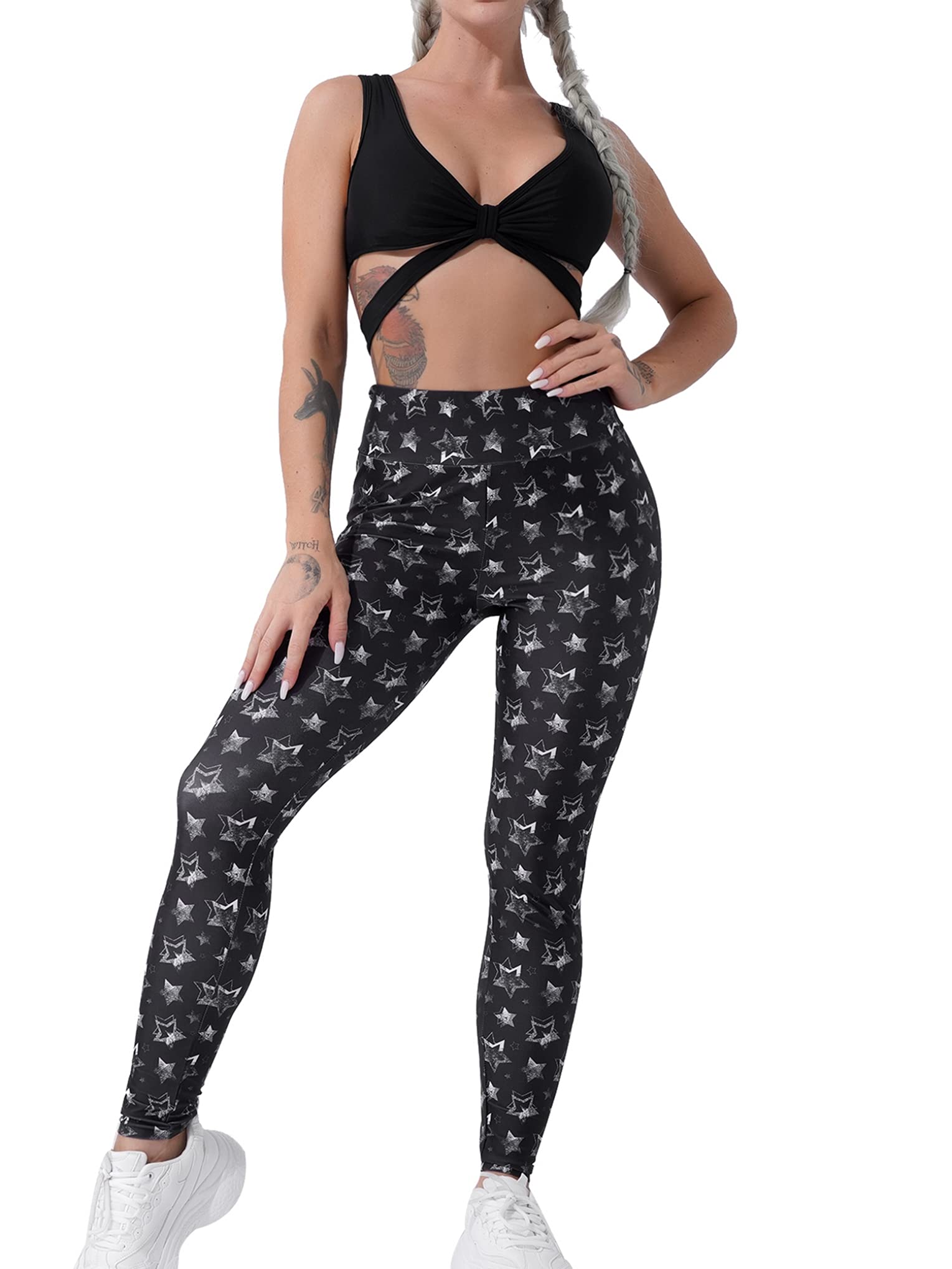 Hansber Womens 2Pcs Yoga Workout Tracksuit Outfits Floral Sports Bras and Legging Summer Activewear