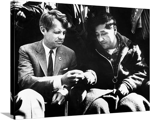 Lienzo decorativo para pared, diseño de César Chávez termina su huelga de hambre con Sen Robert Kennedy, decoración figurativa, 32 x 24 pulgadas