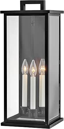 Hinkley Weymouth Three Light Large Outdoor Wall Mount Lantern, Black