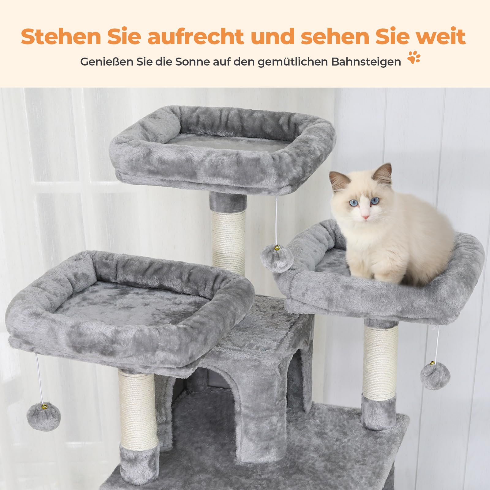 MSmask - Arbre à Chat Stable à Plusieurs Niveaux - Pour Grands