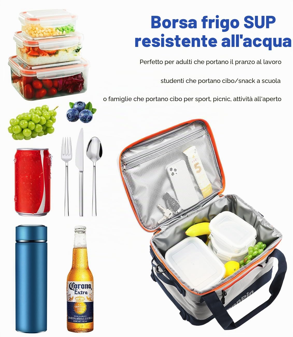 Paddle Board Cooler 33 lattine grande SUP Cooler Paddle Board Accessori, a prova di perdite, Kayak Cooler Bag Camping Cooler per picnic, lavoro, gite di un giorno, apribottiglie incluso