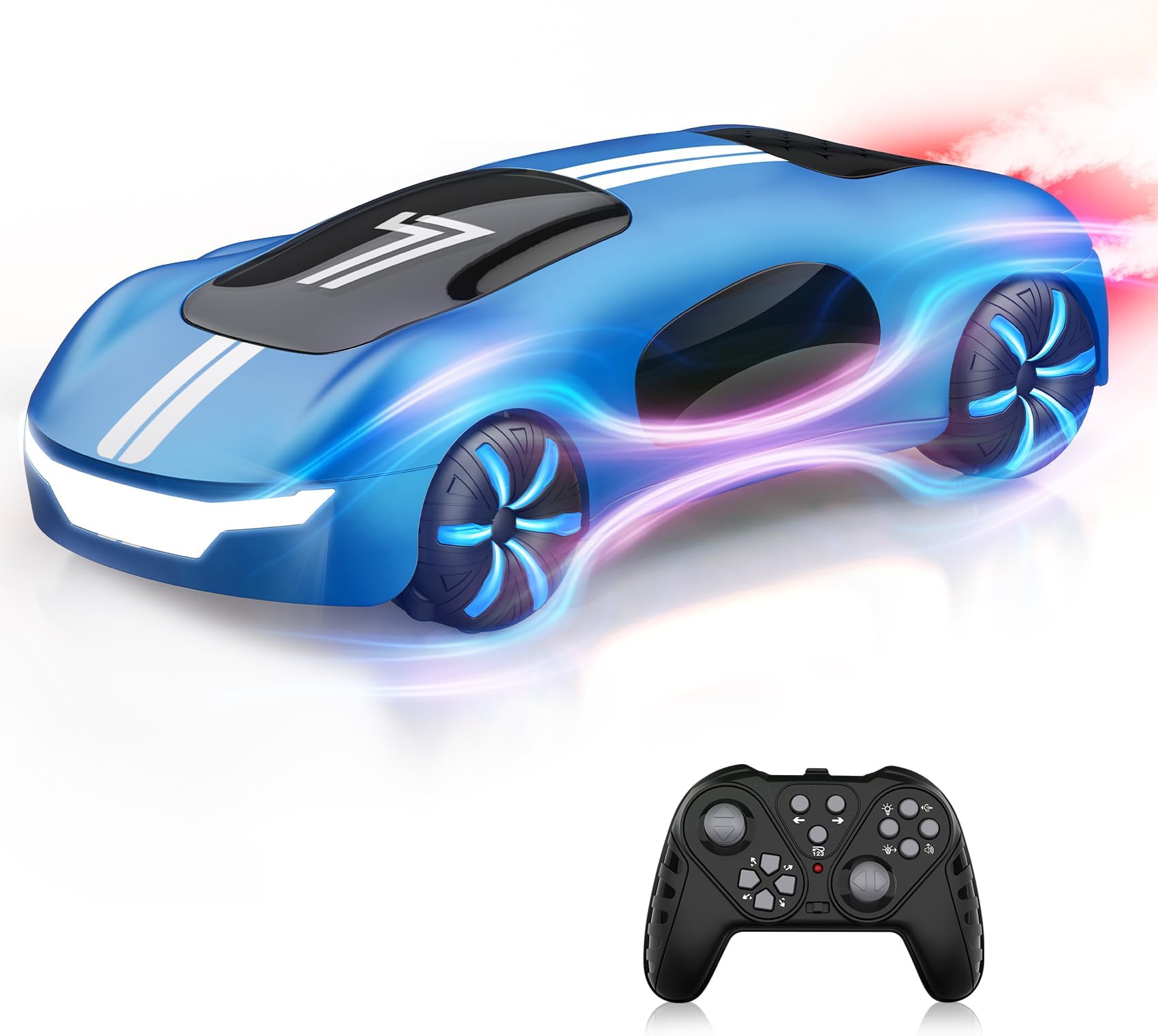 Sci-fi Remote Control Car, Drift RC Stunt Car with Light Spray & Sound, 2.4GHz Hobby RC Cars Toy for Kids, 360° Rotate, Christmas Birthday Gifts for Boys Girls 4-12, Blue