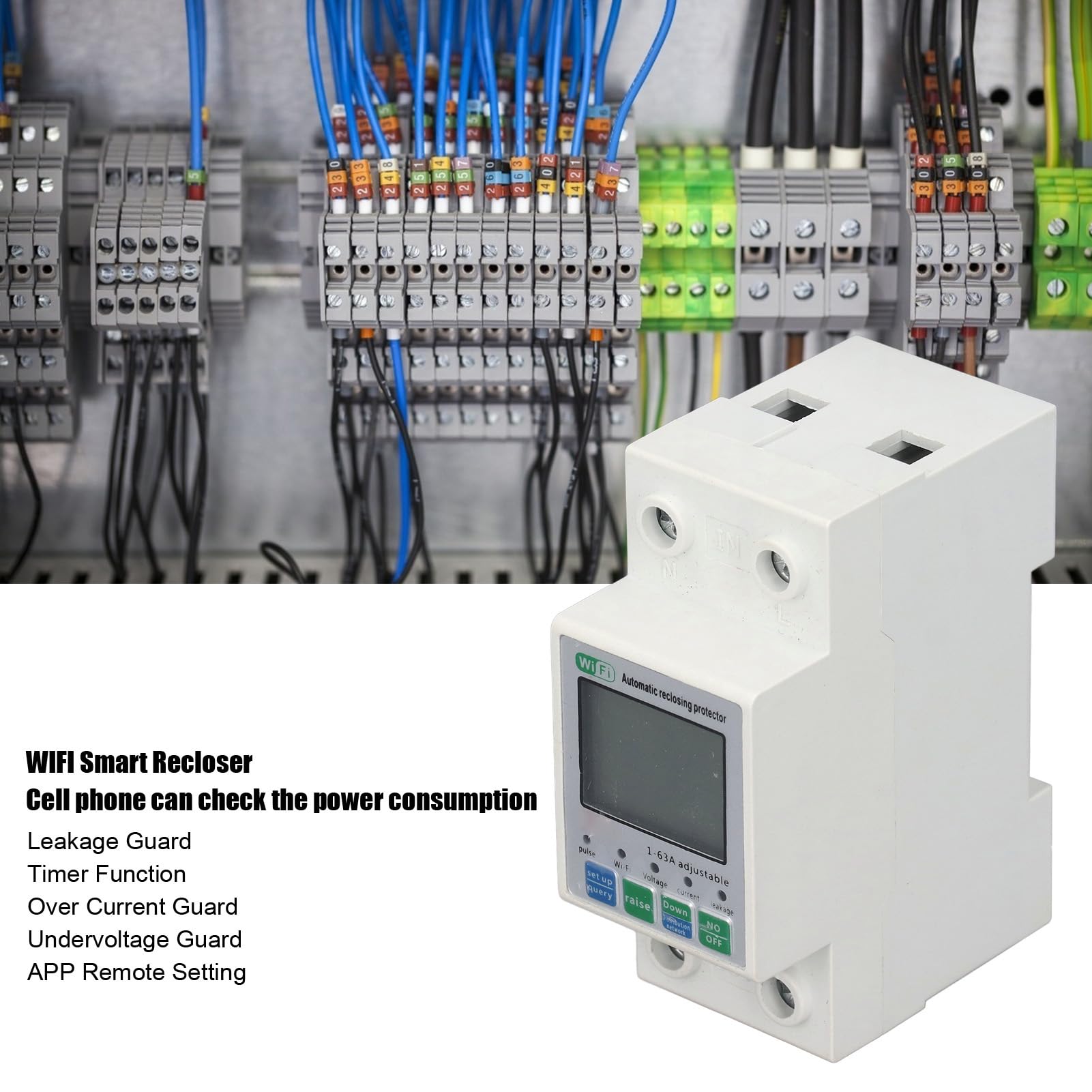 Monitor di Energia Intelligente WiFi, Misuratore di Potenza con Controllo Remoto con Avvisi Intelligenti, Misuratore di Potenza WiFi con Display Digitale Intelligente per il