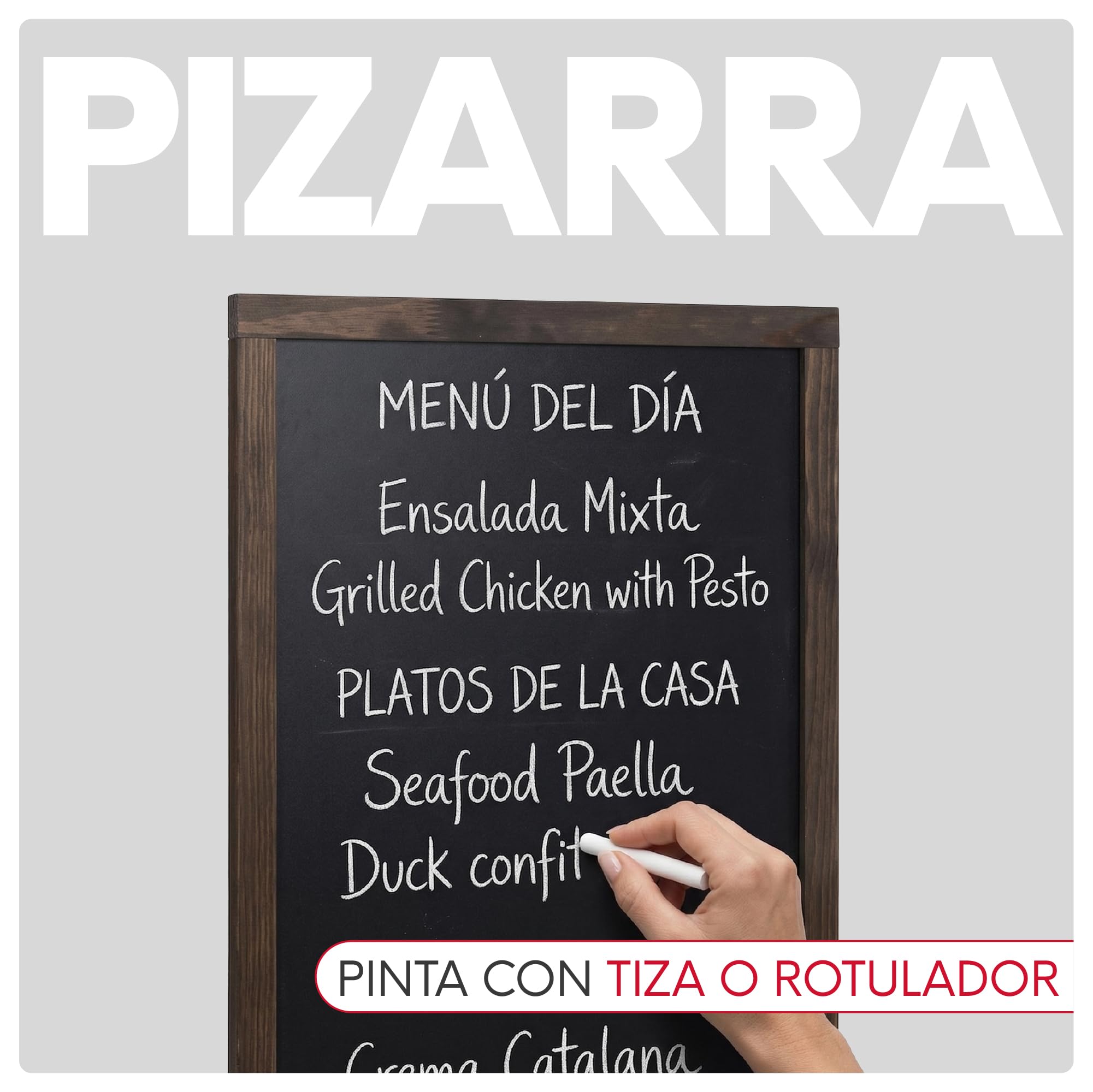 Pizarra Caballete Doble Cara Impermeable Lugano 51x108 cm | Pizarra Exterior de Suelo para Hostelería, Restaurantes, Terrazas y Comercios | Soporte Publicitario Escrita con Tiza